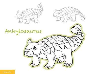 Ankylosaurus, vector cartoon dinosaur