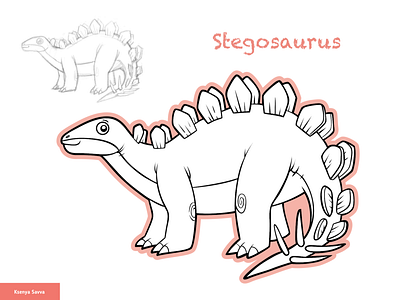 Stegosaurus, vector cartoon dinosaur activity adobe illustrator animal archeology black and white book cartoon character children coloring dinosaur for boys for kids historic illustration learning page sketch stegosaurus vector