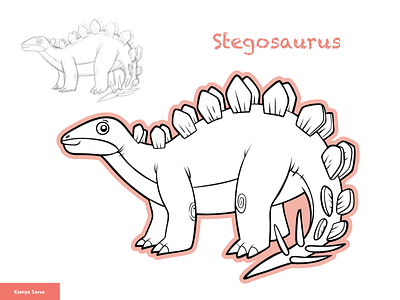 Stegosaurus, vector cartoon dinosaur