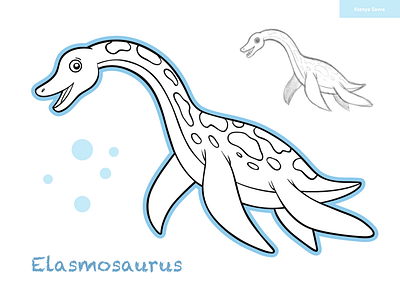 Elasmosaurus, vector cartoon dinosaur