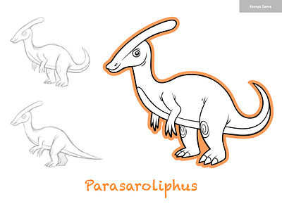 Parasaroliphus, vector cartoon dinosaur