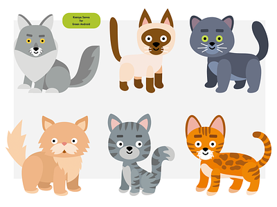 Set of cute cartoon cats for sticker activity book