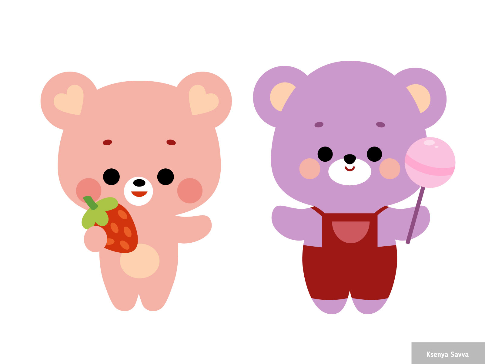 Cute cartoon characters kawaii bears by Ksenya Savva on Dribbble