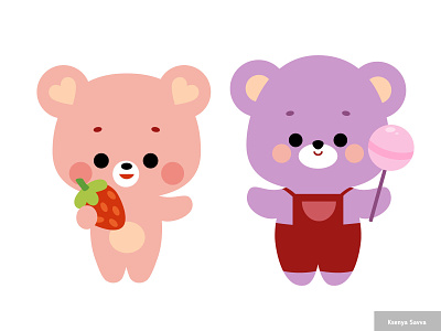 Cute cartoon characters kawaii bears adobe illustrator animal bear cartoon character children cute design for kids illustration kawaii lollypop love romantic simple sweets vector