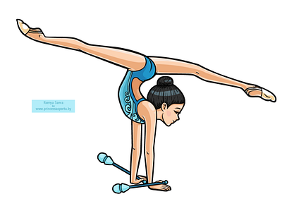 Gymnast girl with clubs, cartoon character adobe illustrator cartoon character character design children for kids girl gymnastic illustration mascot rhythmic gymnastics vector