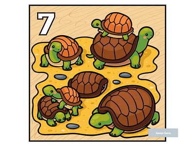 Learn to count with animals, seven tortoises