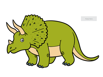 Triceratops Vector Cartoon Dinosaur By Ksenya Savva On Dribbble