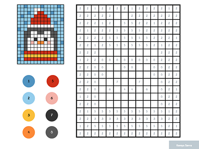 Penguin, color by number, education game for children