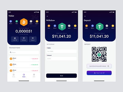 Wallet Crypto app appmobile binance btc crypto cryptowallet deposit finance mobile ui wallet withdraw