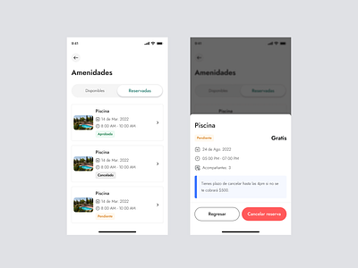 Reserved amenities amenities app appmobile realstate reserved reserved amenities ui visual