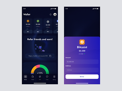 Wallet Dashboard App app appmobile bitcoin blockchain btc crypto dashboard design eth ui wallet