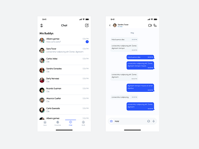 Chat Message app chat chats conversations interfaces designer list chats message message text ui