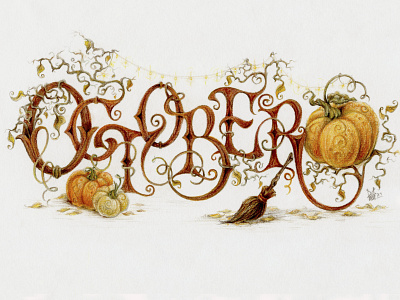 Fantasy lettering art "October"