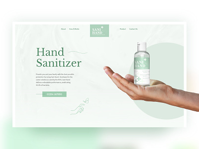 Hand Sanitizer Product Page 3d adobe dimension adobe xd coronavirus disinfectant graphic design green hand gel hand sanitizer landing page pandemic ui web design website