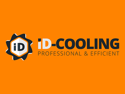 Id Cooling - Logo Design flat hexagon logo orange