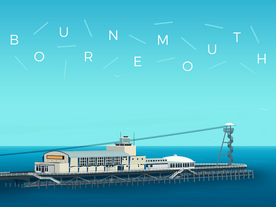 Bournemouth Pier - WIP Update beach blue dorset england illustration illustrator sea seaside sky summer vector work in progress