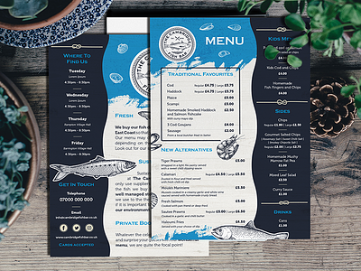 Fish Bar A5 Menu Flyer a5 fish fish menu flyer menu print print design