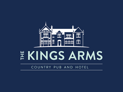 The Kings Arms - Country Hotel Logo Design branding building hostel hotel logo navy pub