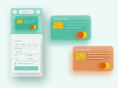 Check Out Credit Card UI Design app design skeuomorphic ui ux