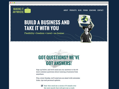 Making It Anywhere redesign blog bootstrap landing page web design wordpress