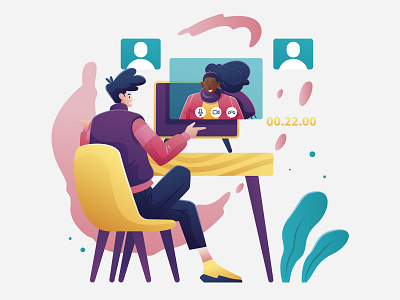 Team Meeting - Illustration character design graphic design graphicdesign graphics group meeting illustration meeting online meeting team meeting teamwork technology vector vector illustration website