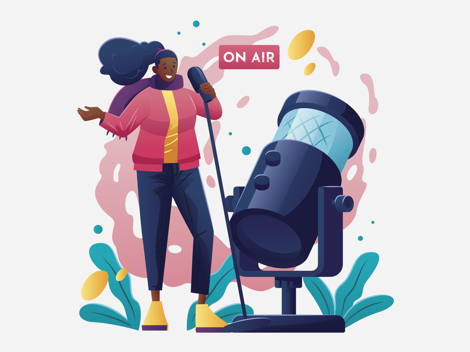 Podcast - Illustration broadcast broadcasting character design graphic design graphicdesign graphics hosting illustration microphone on air podcast podcast art podcast host podcasting recording vector vector illustration