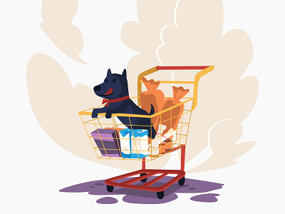 Cart - Illustration add to cart animated animated illustration cart character checkout design dog ecommerce ecommerce shop graphic design graphicdesign graphics grocery cart illustration online shopping online store shopping cart vector vector illustration