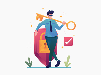 Security - Illustration character design graphic design graphics illustration locked privacy privacy policy private protect protected protection secure security security app security system shield vector vector illustration website
