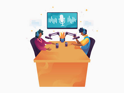 Podcast - Illustration broadcast broadcasting character design graphics illustration microphone online radio podcast podcast art podcasting podcasts radio record recording technology vector vector illustration website