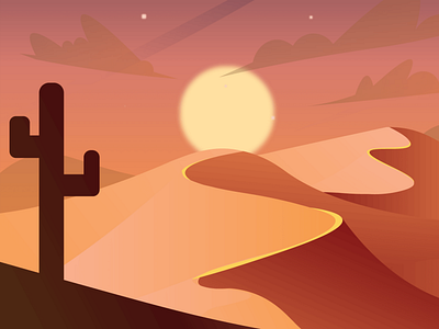 Desert (sunset-night-day) Scenic Illustrations
