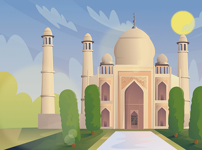 India (day-night-sunset) Scenic Illustrations background beautiful background free illustrations free png illustrations landmarks pixel true