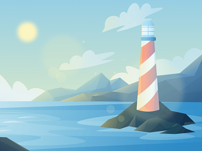 Sea-the-lighthouse (day-night-sunset) Scenic Illustrations