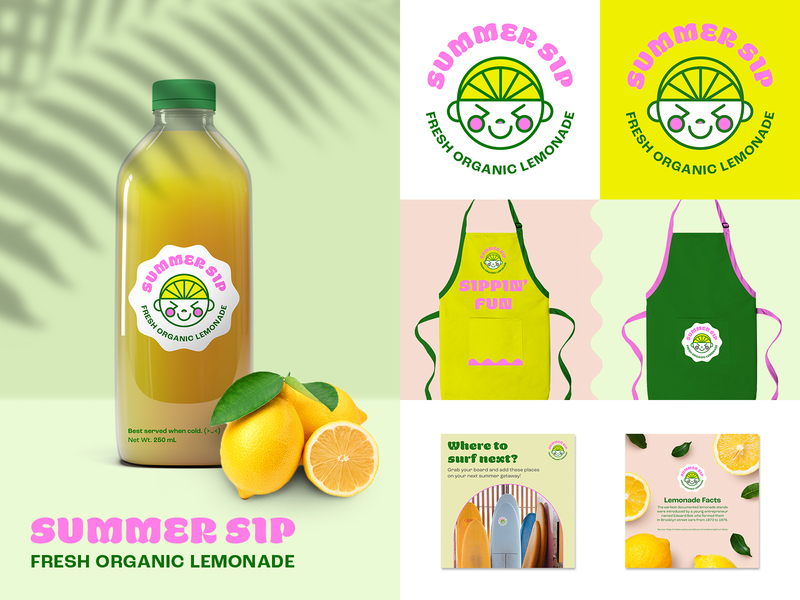 Brand Identity for Lemonade Stand - Summer Sip dribbble free illustration illustration label lemonade playoffs product shot