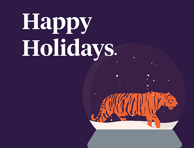 Tiger Holiday Season branding christmas clemson design graphic design happy holidays holiday holiday season illustration minimal simple snow snow globe tiger
