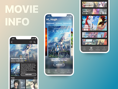 Movie Info animation app design movie ui ux