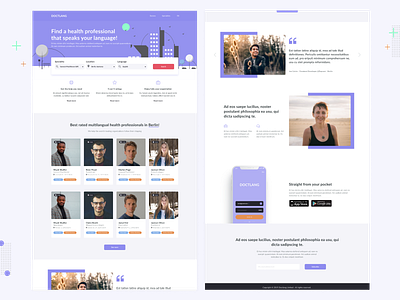 Doctlang - Multilingual Doctor Finding Platform conversion rate optimization cro design healthcare homepagedesign landing page design newsletter quote ratings search tags ui ux website