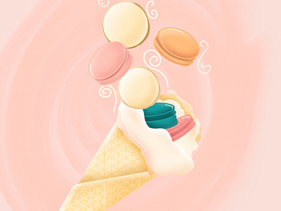 Ice Creamaroni artwork candy cream design dessert desserts flat design graphic design ice cream illustration illustrator infinite painter macaroni pastel poster snack sweet sweetness vector wip