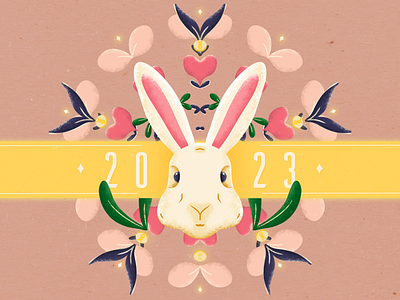 Rabbit 2023 animal animals artwork character character design chinese new year design digital drawing flat design graphic design illustration illustrator lunar new year photoshop rabbit rabbits typography vector year of the rabbit