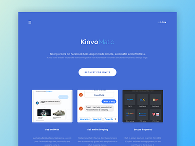 Kinvo Matic Landing Page clean flat landing page minimalist ui website