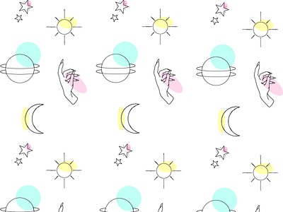 Other World Pattern adobe illustrator colors hands illustration moon pattern planets stars sun vector