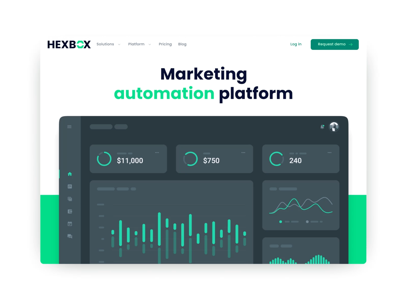 HexBox. Landing page. Animation animation clean design design figma hero hero image landing page motion graphics page ui website