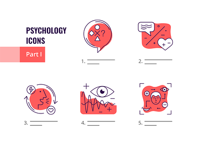 Icons for visualization of different psychological conditions in brain cognitive concet emotion icon icon set iconography illustrator index page infographic level psychology research science scientific stress symbols vector vector design web