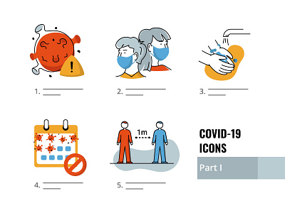 Free Coronavirus icons set. Covid-19