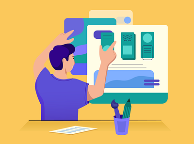 Flat illustration about the personal experience of freelancing 2d art articles blog branding character concept design earning ecommerce education experience flat freelancing illustration learning profit storyboard technologies vector