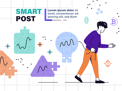 Outline business illustration.Character trader, cryptocurrency