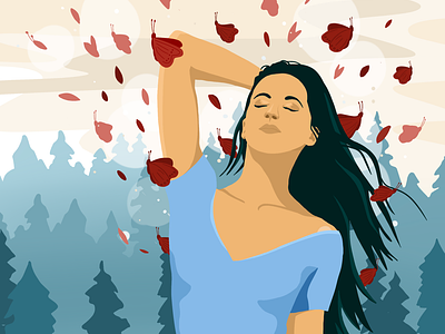 Mental health and wellness illustrations beauty calm character concentration elegant flat harmony health illustration lifestyle meditation mindfulness natural nature relax selfcare vector wellness woman yoga