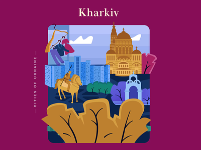 Animation devoted to Ukrainian city - Kharkiv. In peaceful times 2d animation character city citylife concept day design flat house illustration kharkiv motion graphics open air peace town ukraine vector war in ukraine
