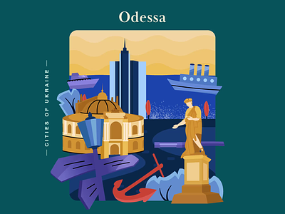 Animation devoted to Ukrainian city - Odessa. In peaceful times 2d animation character city con concept flat house icon illustration life motion graphics odesa odessa sea town trip ukraine vector war in ukraine