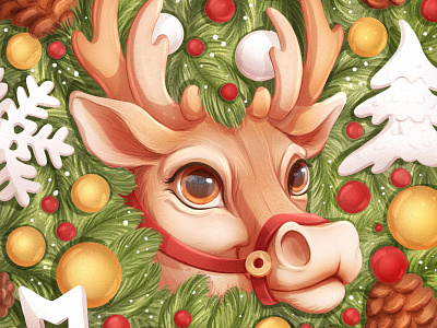 Reindeer for New Year's food packaging