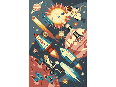 Space adobe illustrator adobe photoshop alien astronaut comet illustration laika mars nasa rockets space vector